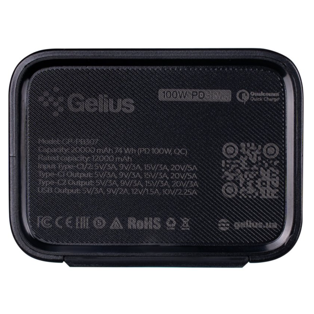 Повербанк Gelius GT GP-PB307 20000mAh QC+PD 100W Black с Вашим лого Повербанк Gelius GT GP-PB307 20000mAh QC+PD 100W Black с Вашим лого Фото 3